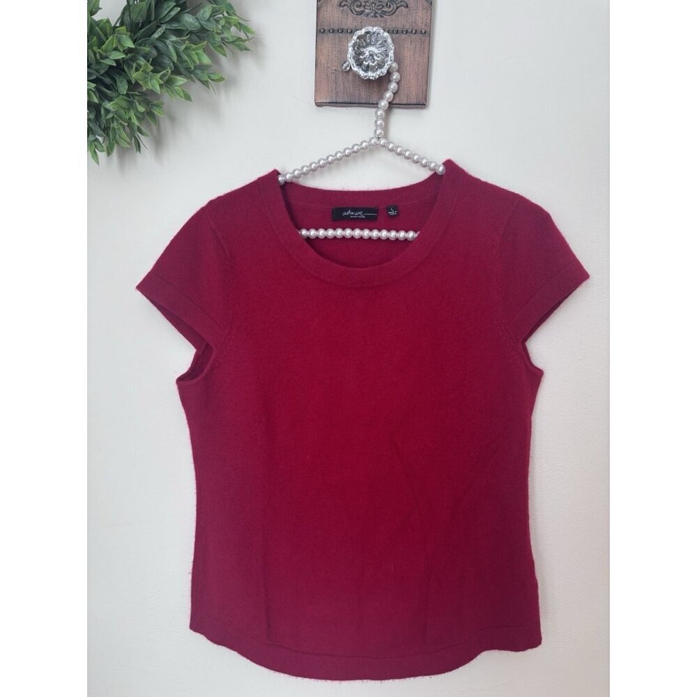 Saks Fifth Avenue Womens Size L Red Cashmere Sweater Cap Sleeve